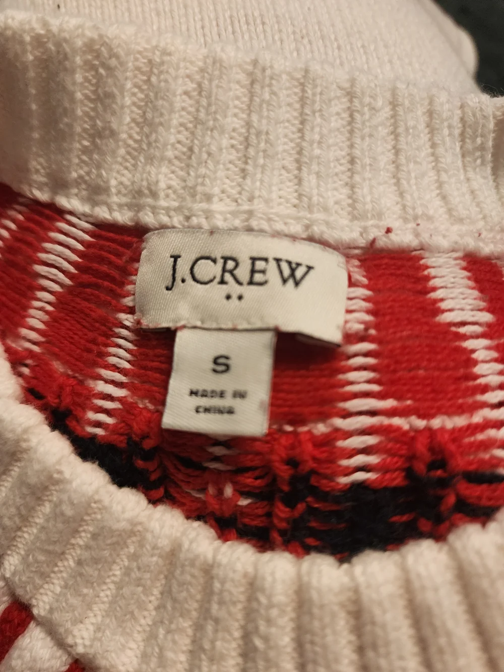 J. Crew Nordic Yoke Sweater with Red Accents